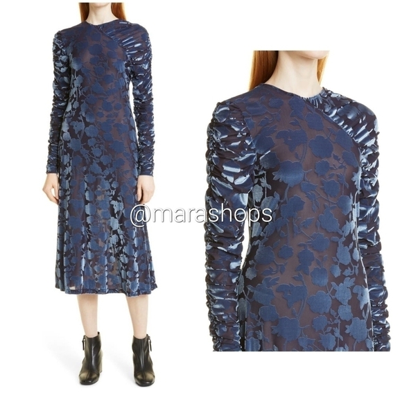 Stine Goya Ellie Velvet Devoré Metallic Long Sleeve Dress - Picture 1 of 7